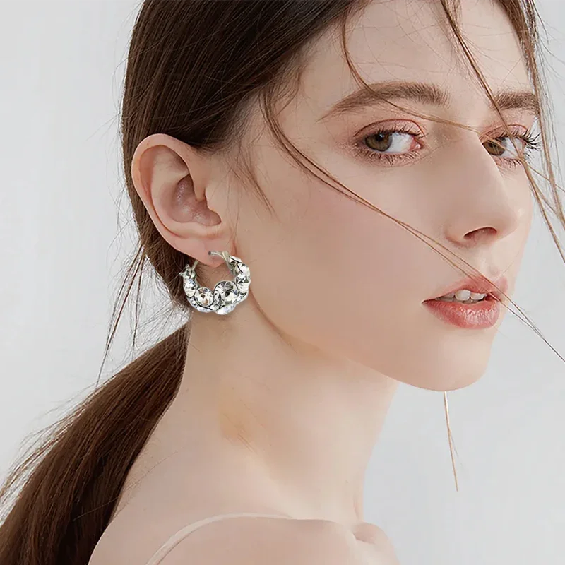 Boucles d'Oreilles Élégantes et Exquises à Paillettes en Forme de Cerceau
