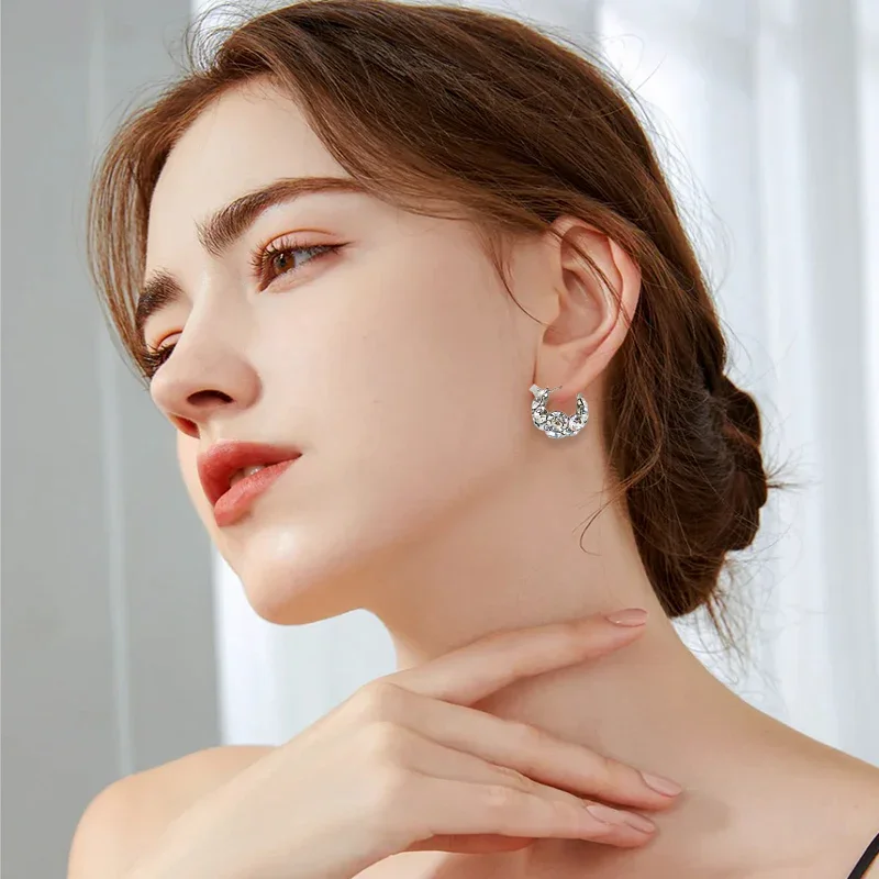 Boucles d'Oreilles Élégantes et Exquises à Paillettes en Forme de Cerceau