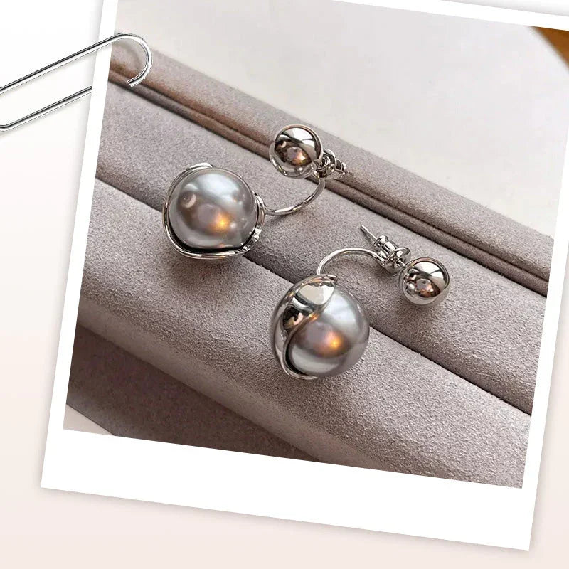 Boucles d'oreilles élégantes en perles grises