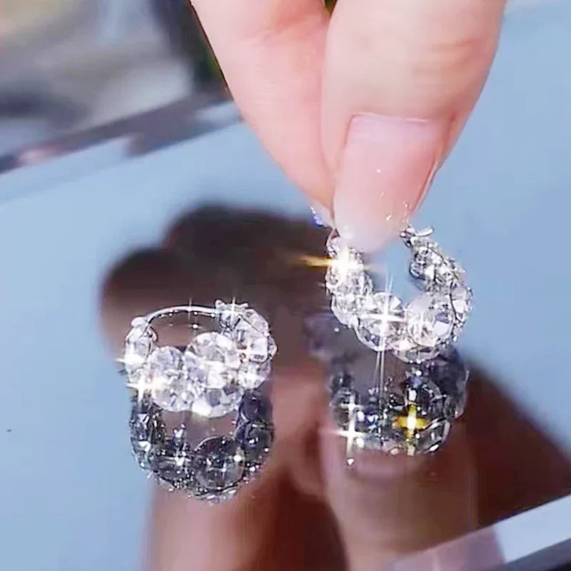Boucles d'Oreilles Élégantes et Exquises à Paillettes en Forme de Cerceau