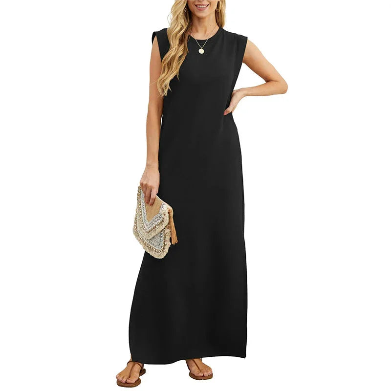 (💗Offre spéciale - 50% de réduction)Robe décontractée sans rides pour femmes avec ourlet fendu
