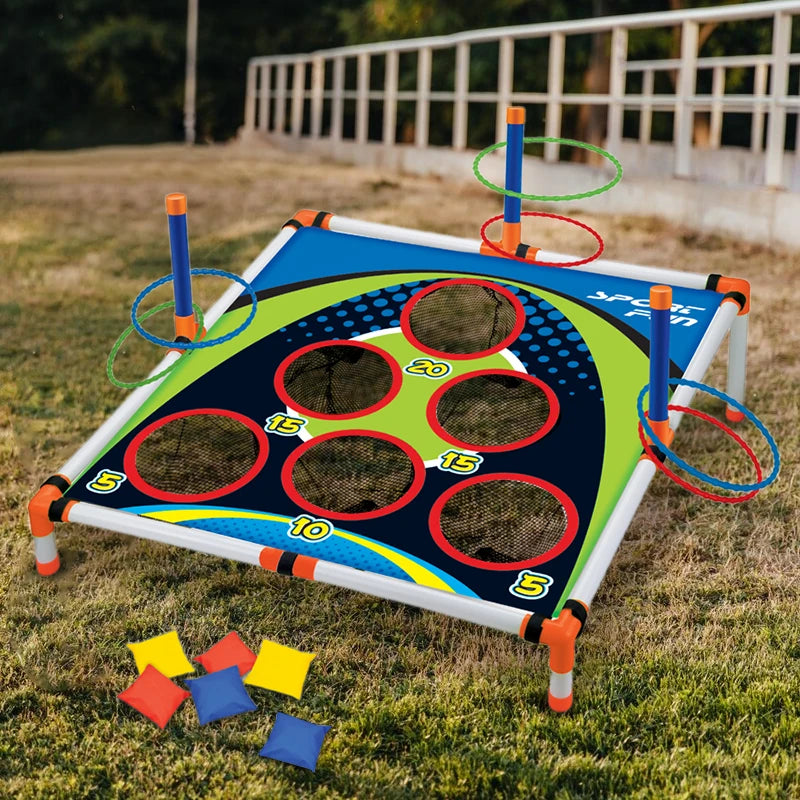 Outdoor toss and ring toss game set for kids and family play