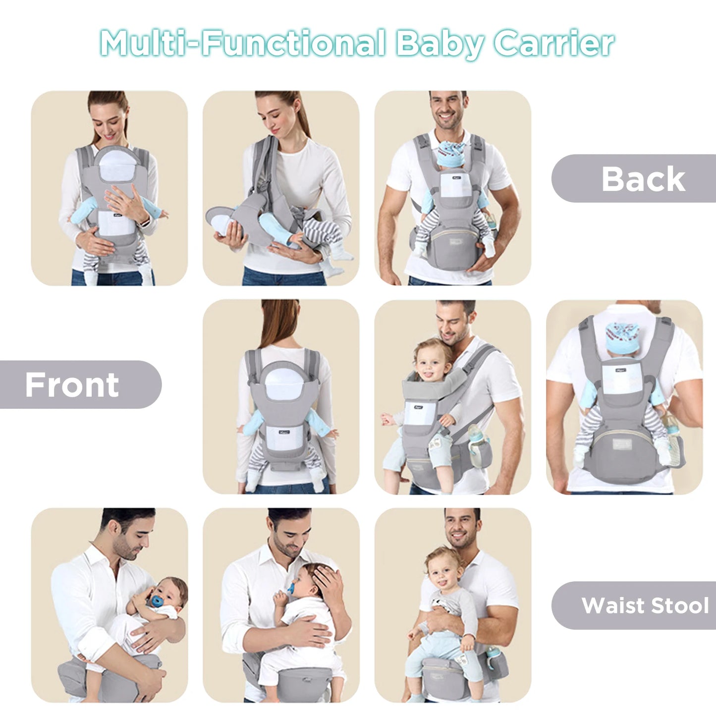 Ergonomic Baby Carrier with Hip Seat – Breathable, All-Position