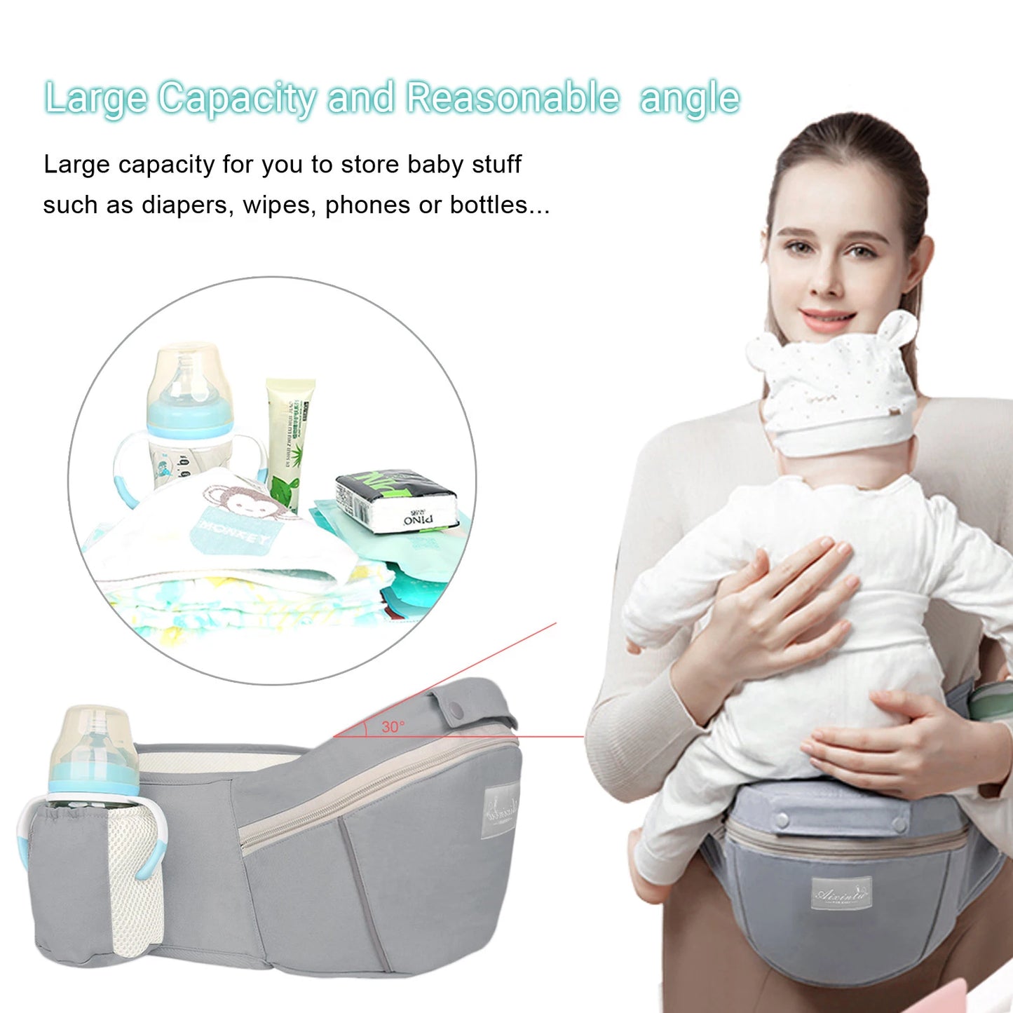 Ergonomic Baby Carrier with Hip Seat – Breathable, All-Position