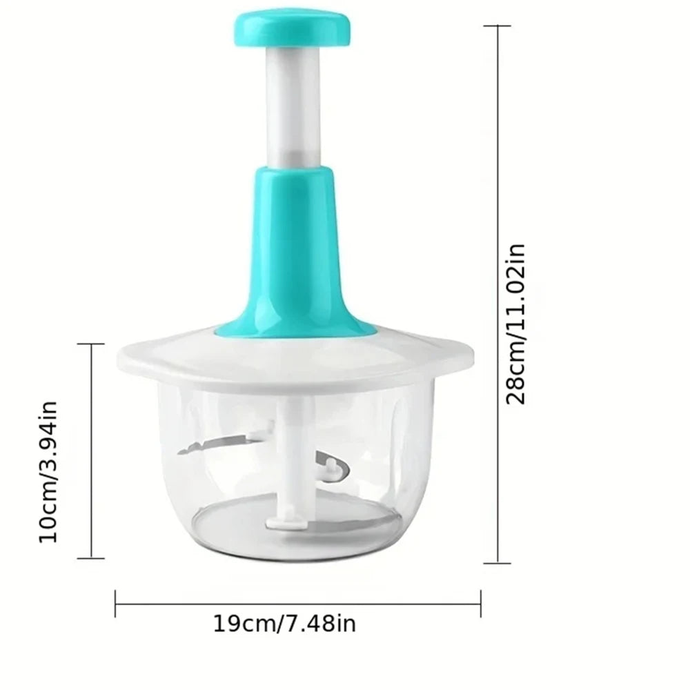 Push down manual food chopper vegetable cutter with clear bowl