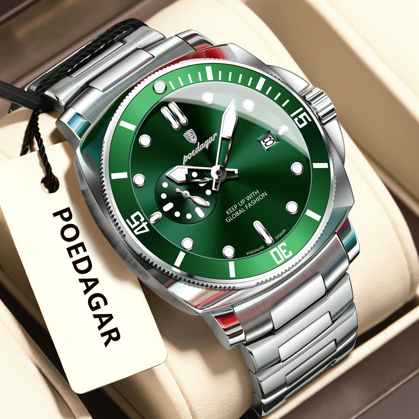 Pagani Design red diver watch with stainless steel bracelet and bold red dial