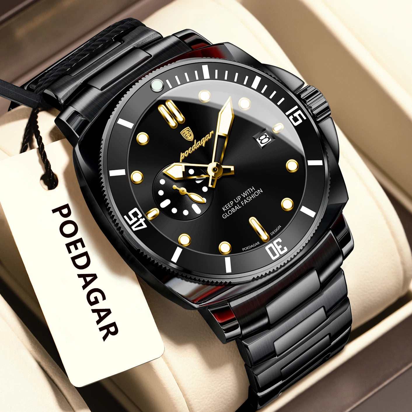 Pagani Design red diver watch with stainless steel bracelet and bold red dial