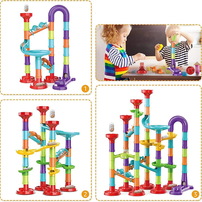 Marble run toy set for kids – educational building toy for creativity and motor skill