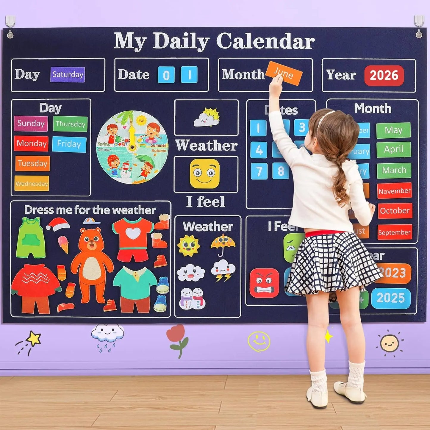 Felt board daily calendar – interactive learning toy