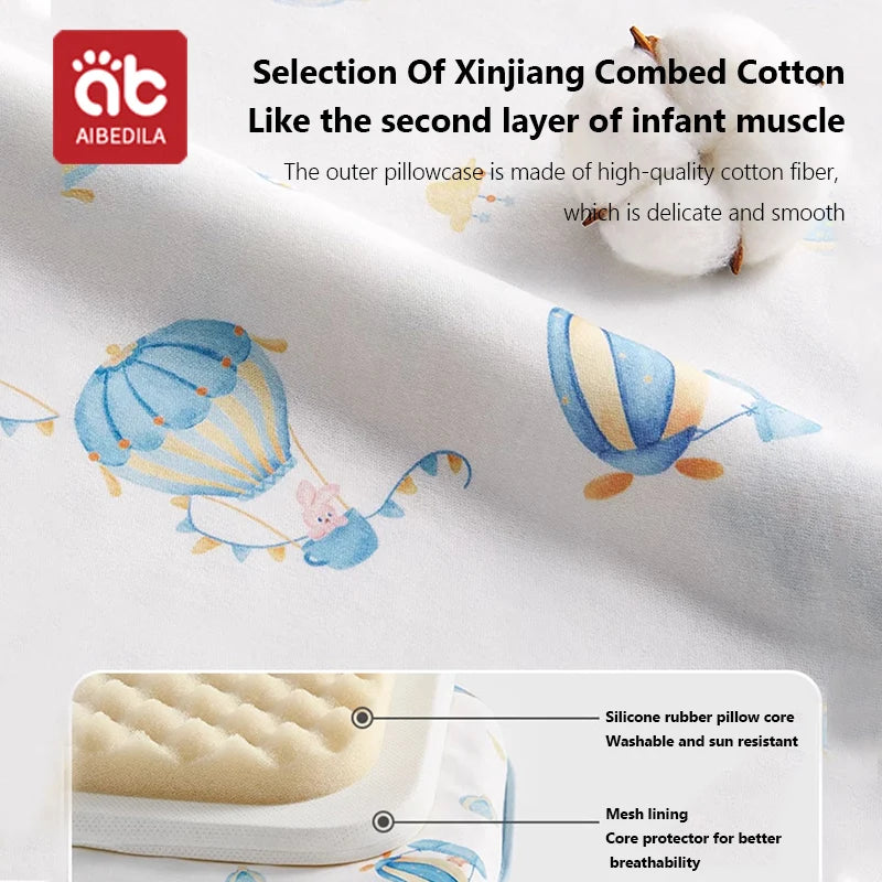 Aibedila ergonomic baby pillow with rabbit pattern for sleep support