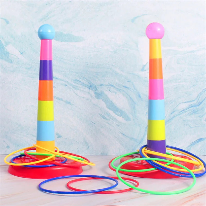 Colorful ring toss game for babies and toddlers with stacking pole