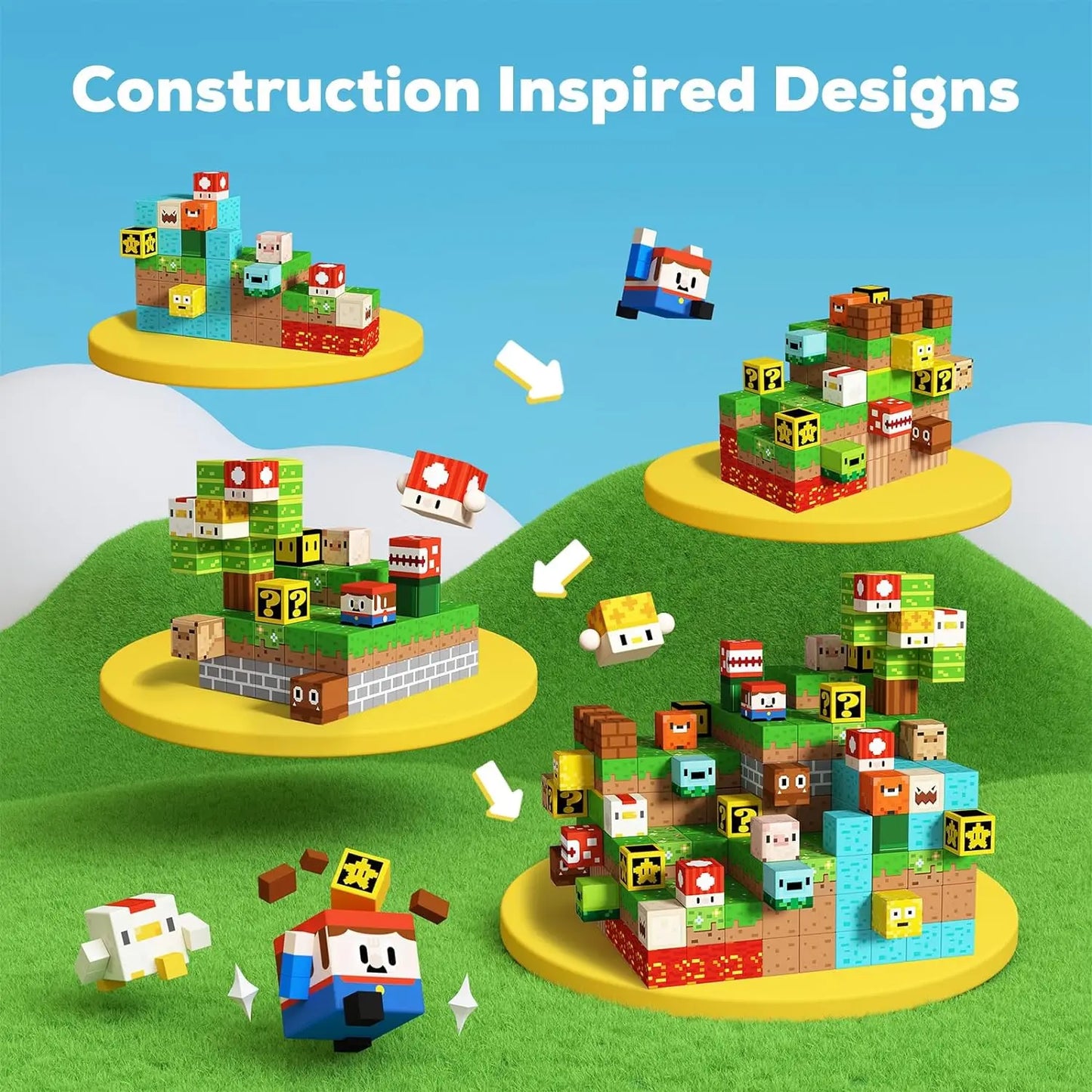 Pixel block battle game for kids with creative building and duel action