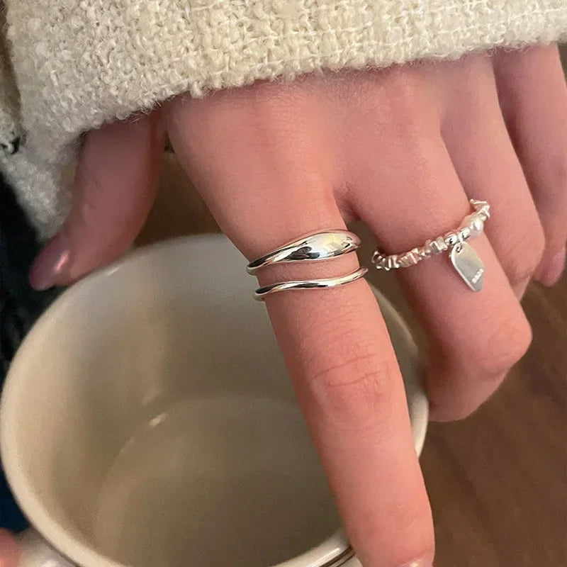 Minimalist Silver Knuckle Rings Set – Trendy Adjustable Midi Jewelry