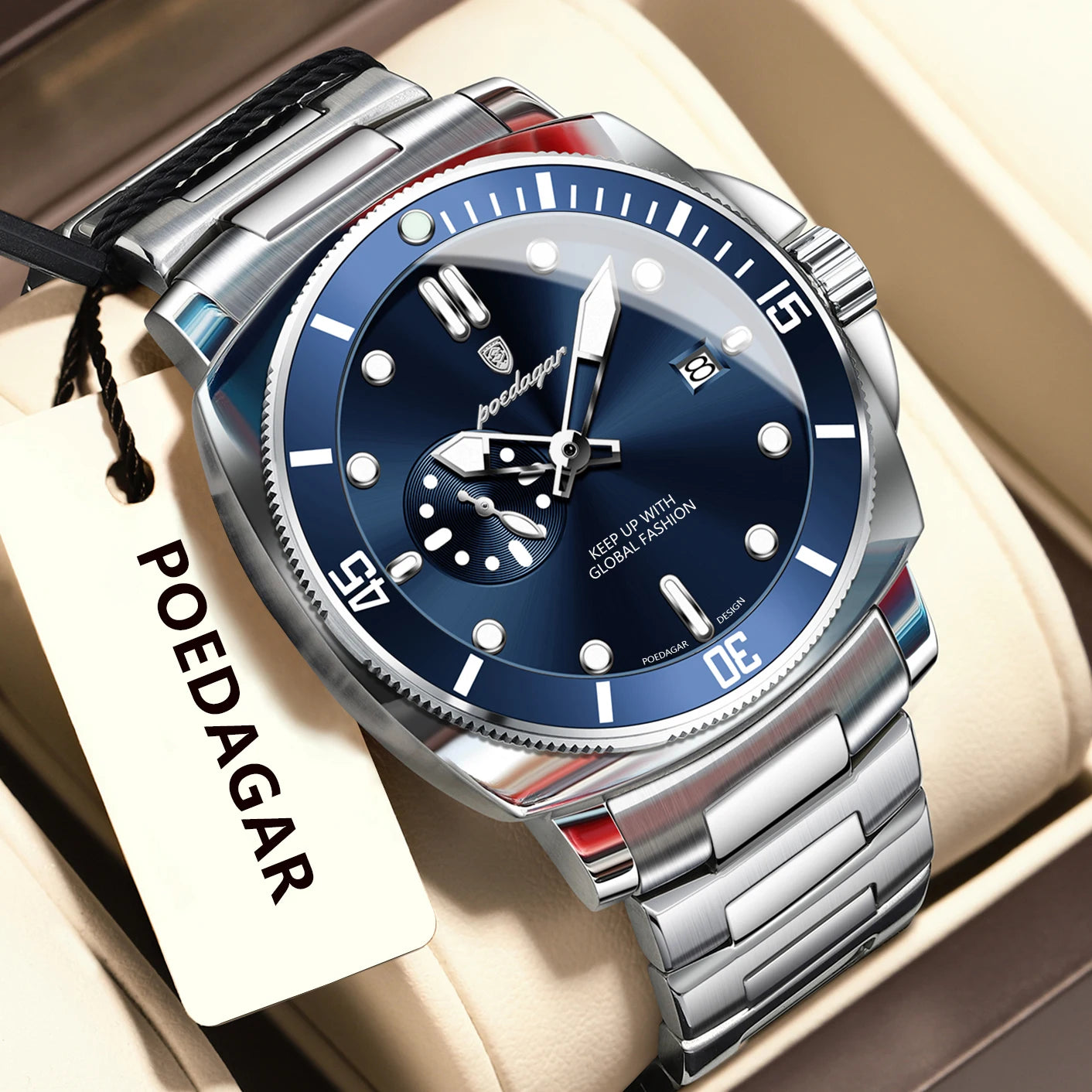 Pagani Design red diver watch with stainless steel bracelet and bold red dial