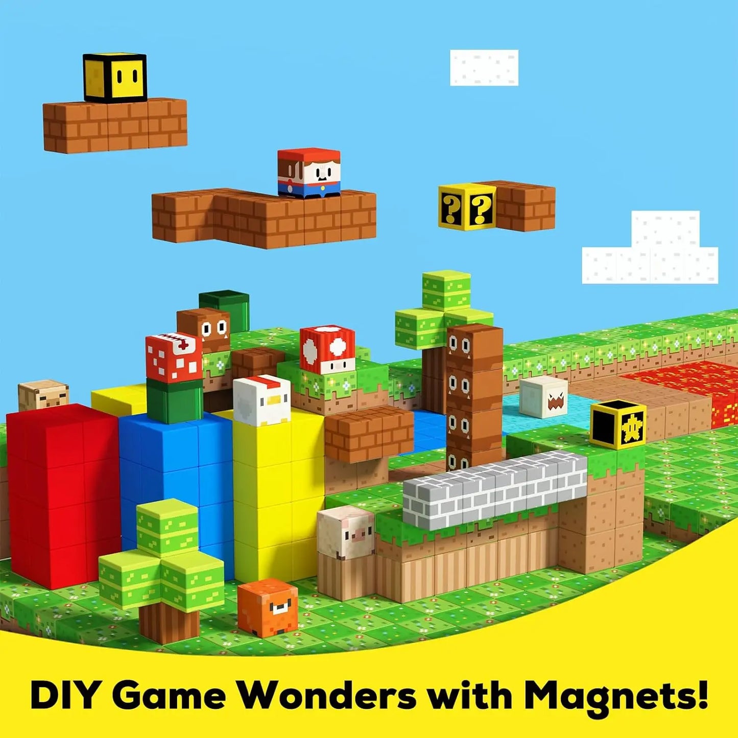 Pixel block battle game for kids with creative building and duel action