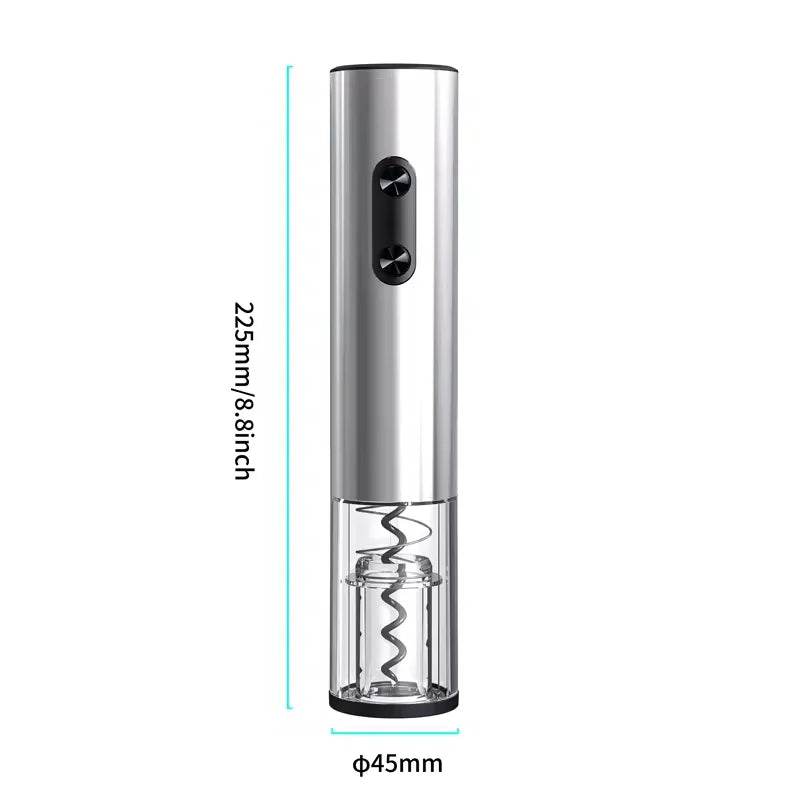 Electric wine opener – cordless automatic corkscrew for bottles – stainless steel wine opener