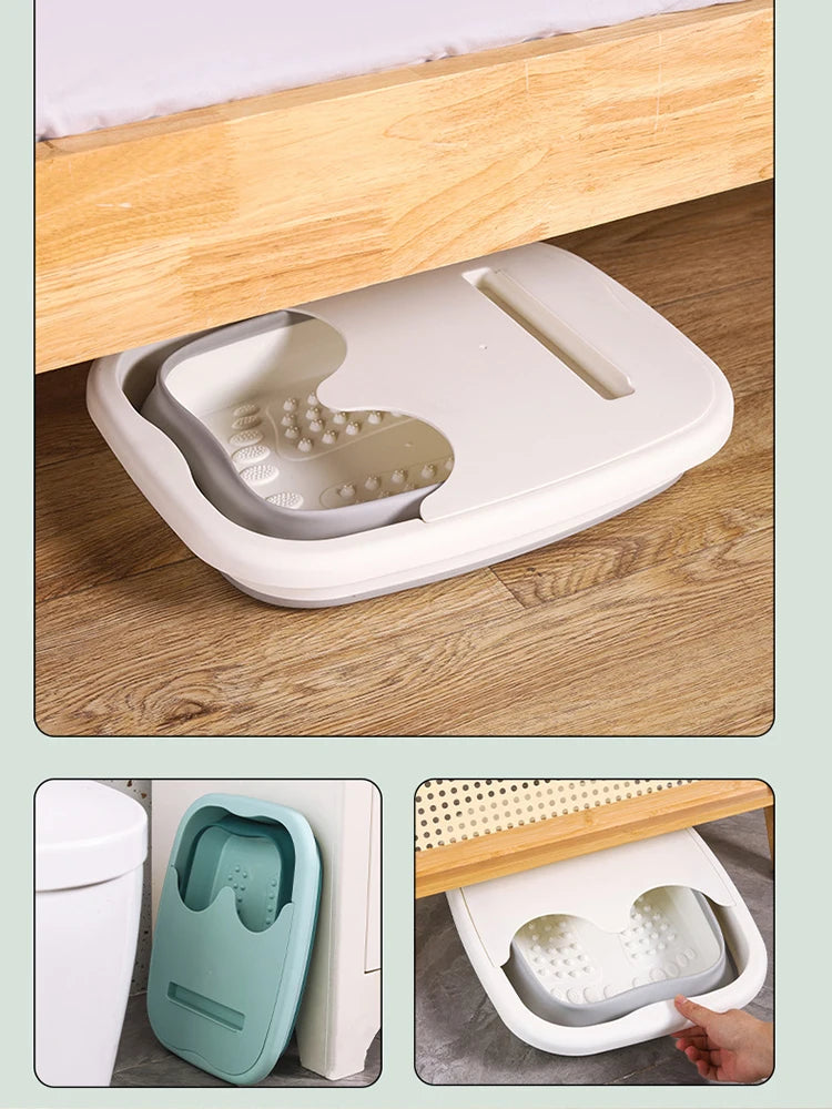 Collapsible foot soaking tub for plantar fasciitis, heel spurs and sore feet – foldable spa basin for pain relief and relaxation