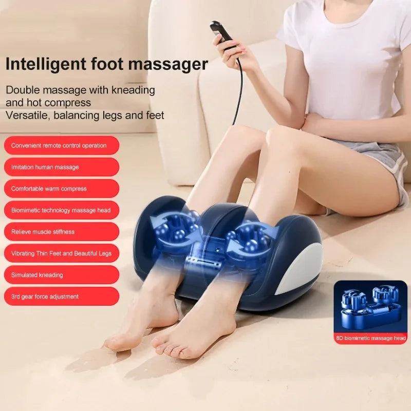 Shiatsu foot massager with deep kneading rollers and ergonomic foot slots for home spa use
