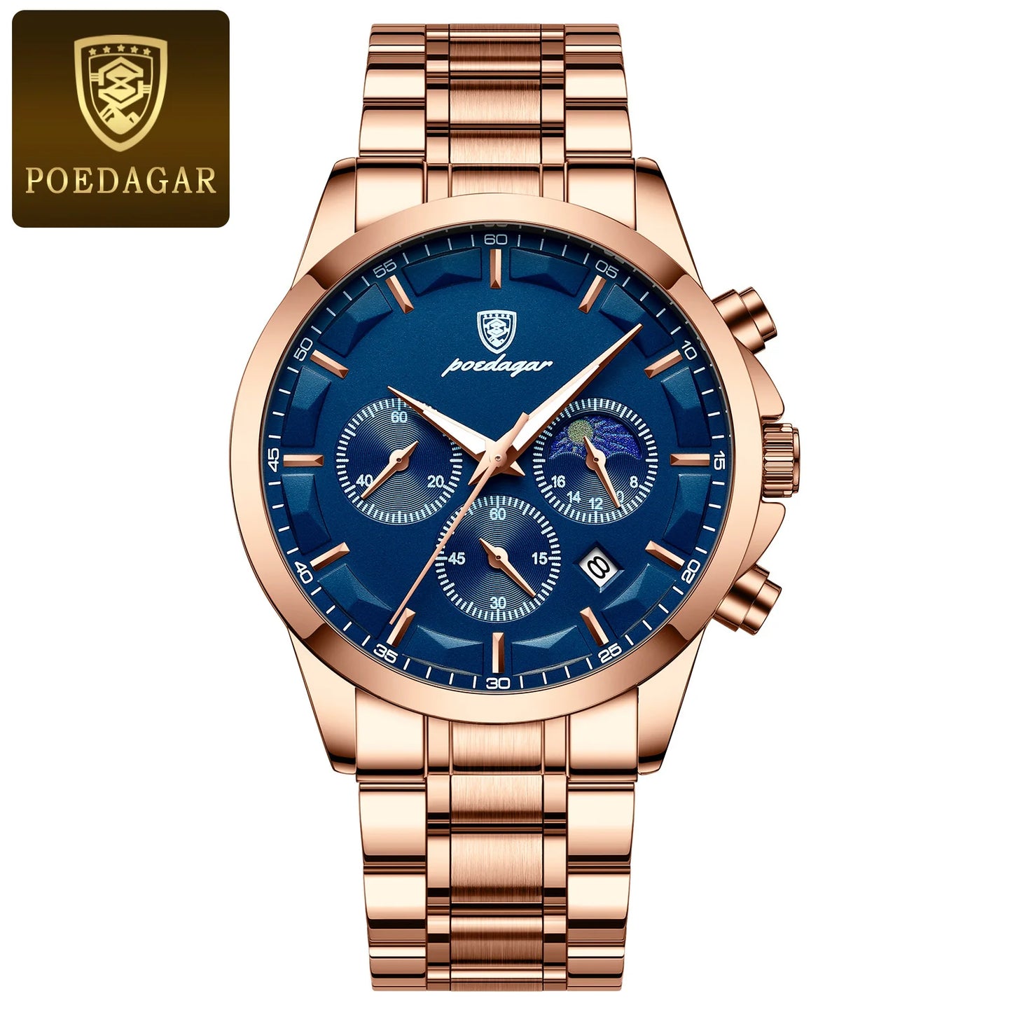 PAGANI DESIGN luxury black chronograph men’s watch with moon phase and subdials