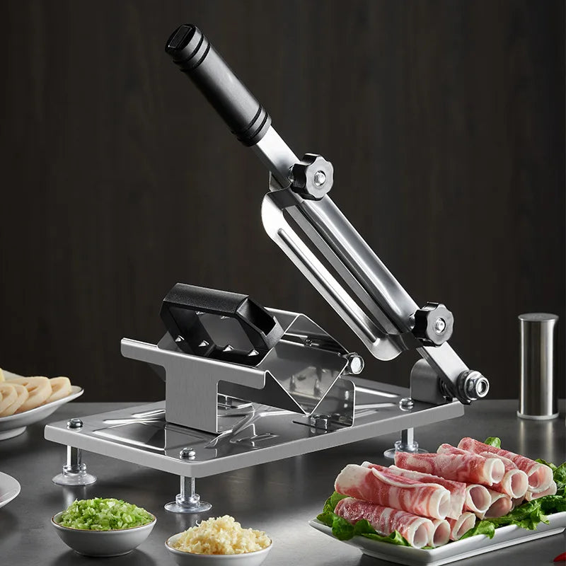 Manual stainless steel meat slicer – heavy-duty cutter for frozen meat and ribs