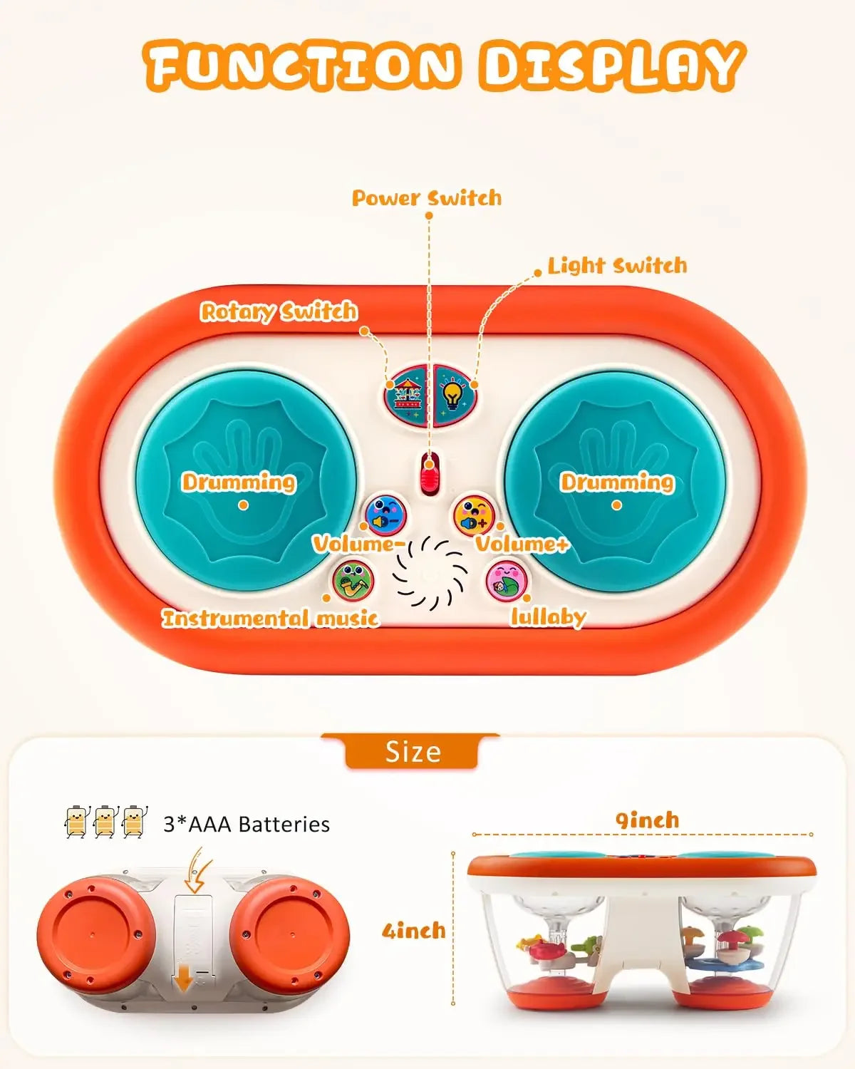 “Baby musical drum set toy with lights and sound