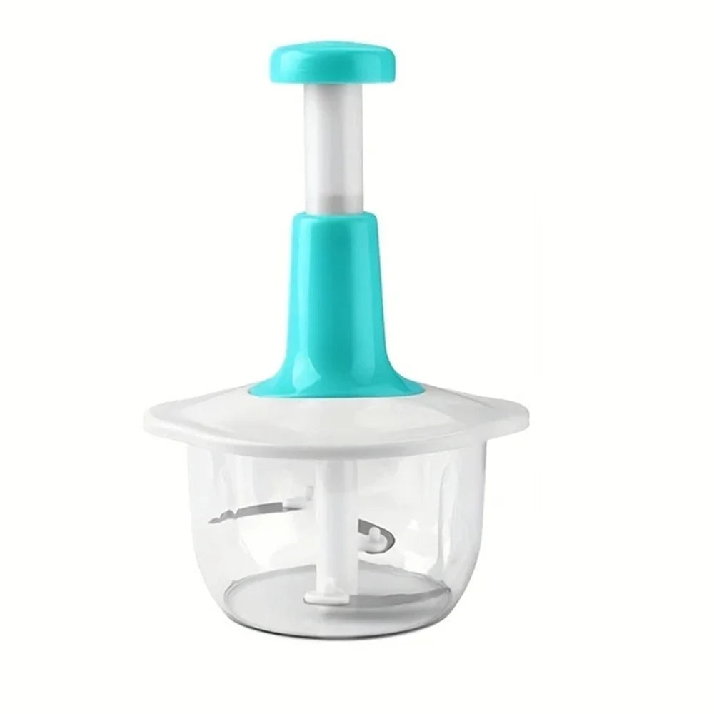 Push down manual food chopper vegetable cutter with clear bowl