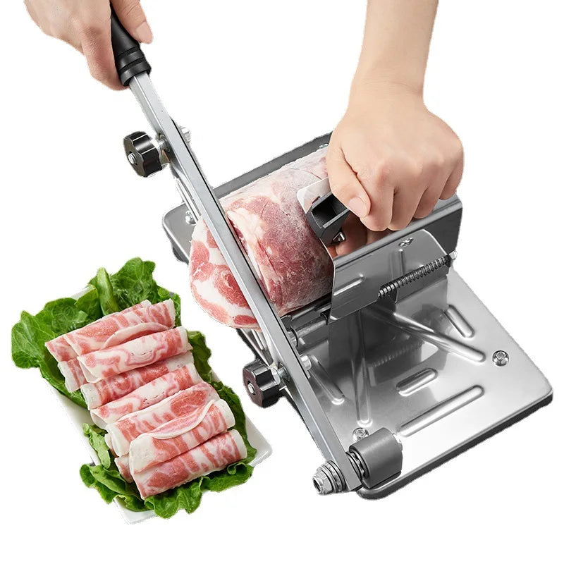 Manual stainless steel meat slicer – heavy-duty cutter for frozen meat and ribs