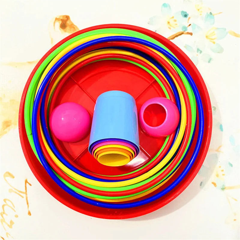 Colorful ring toss game for babies and toddlers with stacking pole