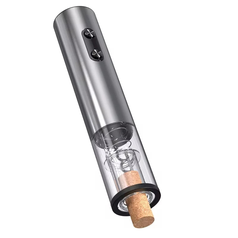 Electric wine opener – cordless automatic corkscrew for bottles – stainless steel wine opener