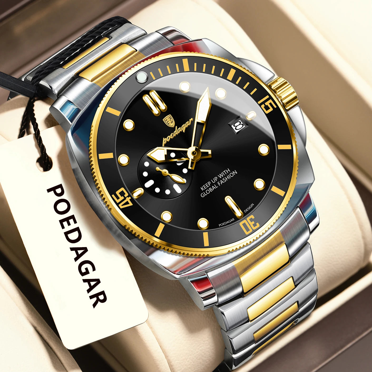 Pagani Design red diver watch with stainless steel bracelet and bold red dial