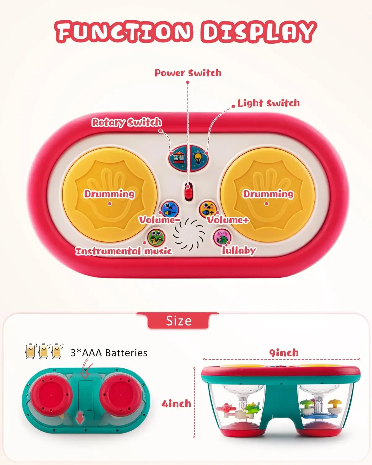 “Baby musical drum set toy with lights and sound