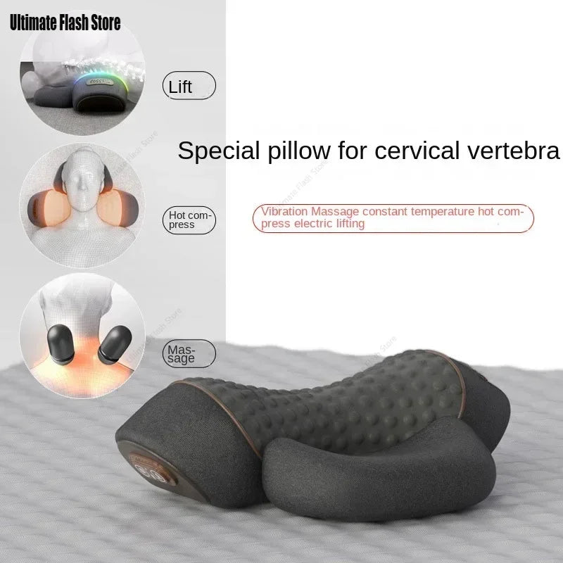 Heated electric shiatsu neck massager pillow with ergonomic design for deep tissue relief