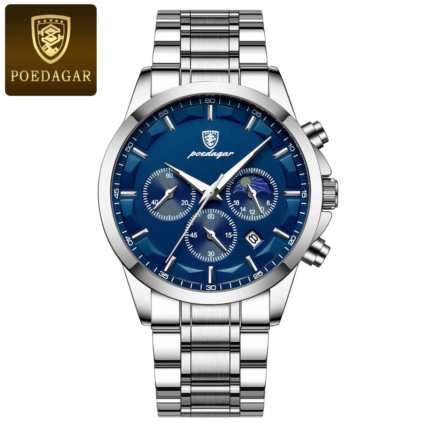 PAGANI DESIGN luxury black chronograph men’s watch with moon phase and subdials