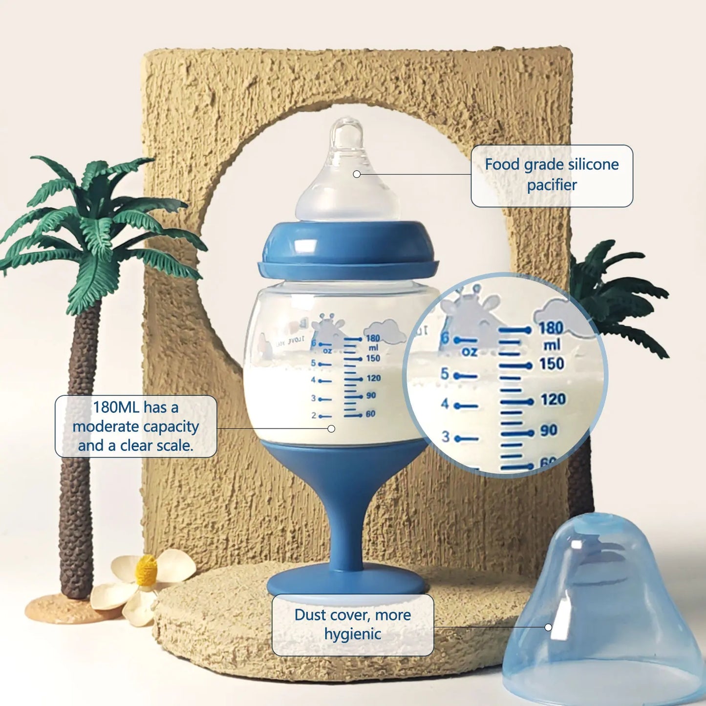 No-spill ergonomic baby cup with tall straw, easy grip, and fun cartoon design