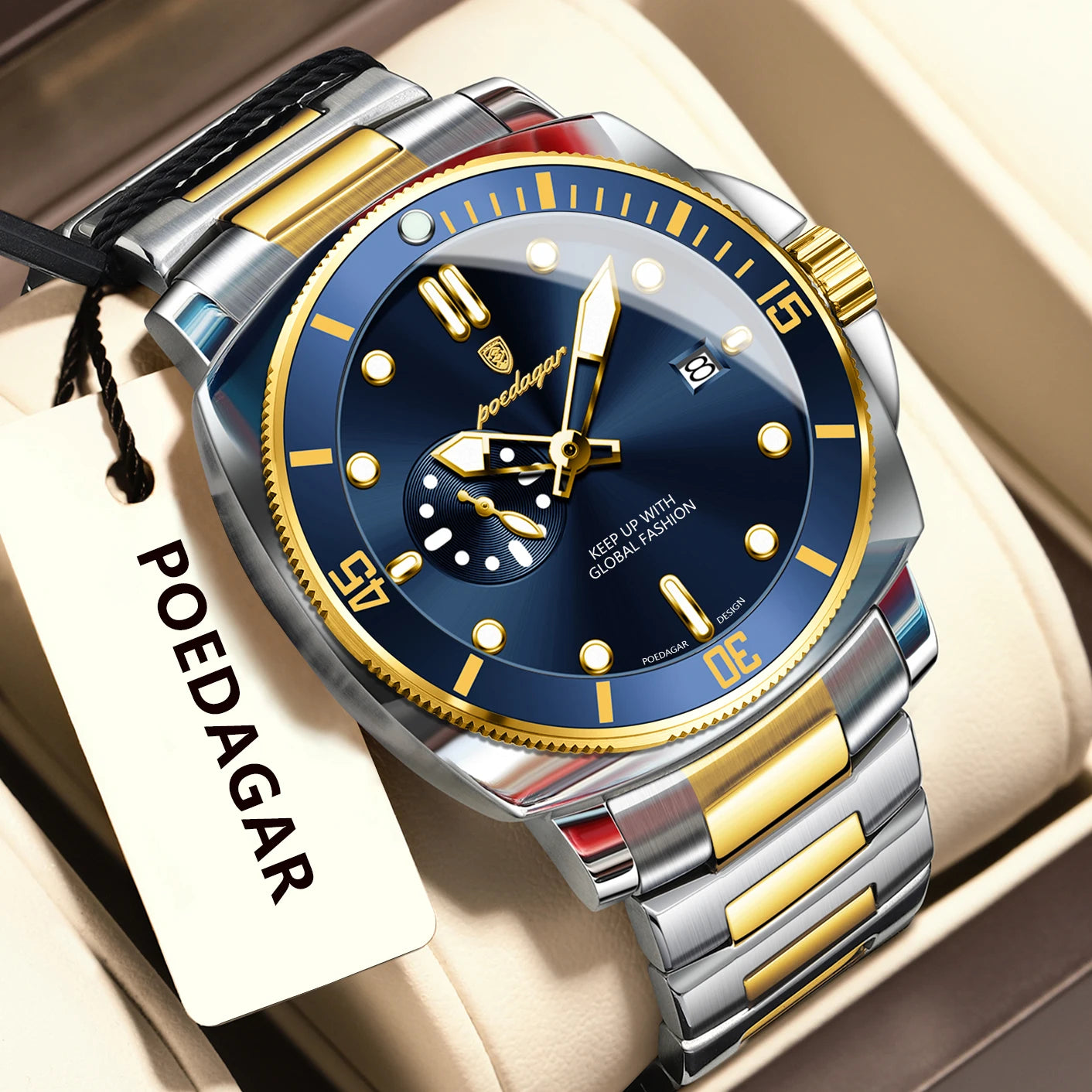Pagani Design red diver watch with stainless steel bracelet and bold red dial