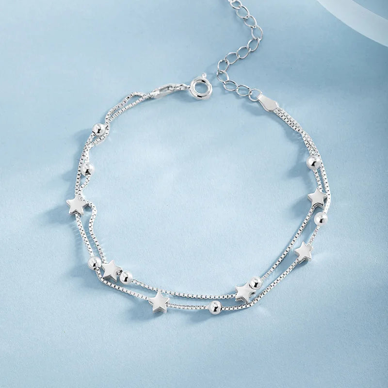 “Adjustable silver bead bracelet with sliding clasp minimalist design