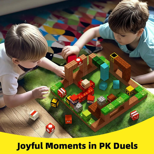 Pixel block battle game for kids with creative building and duel action