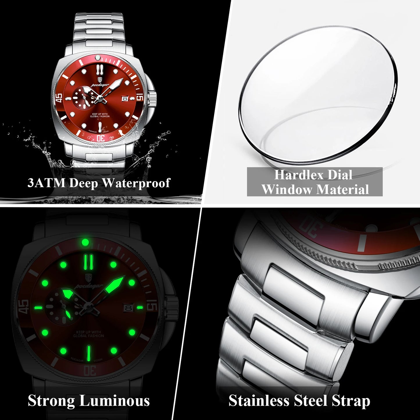 Pagani Design Red Diver Watch – Automatic Stainless Steel Men’s Sports Timepiece