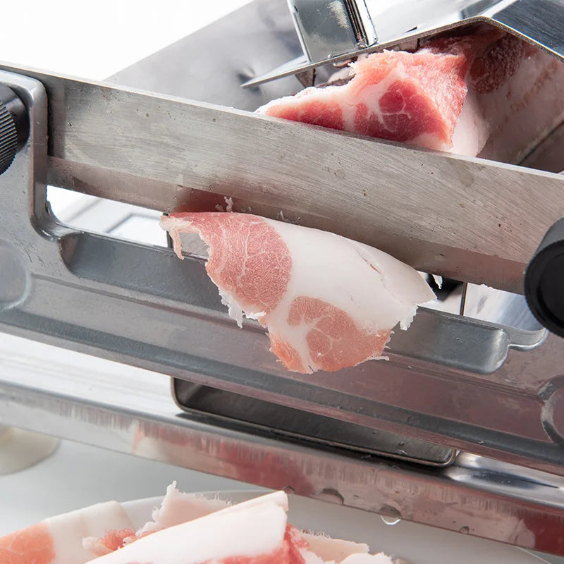 Manual stainless steel meat slicer – heavy-duty cutter for frozen meat and ribs
