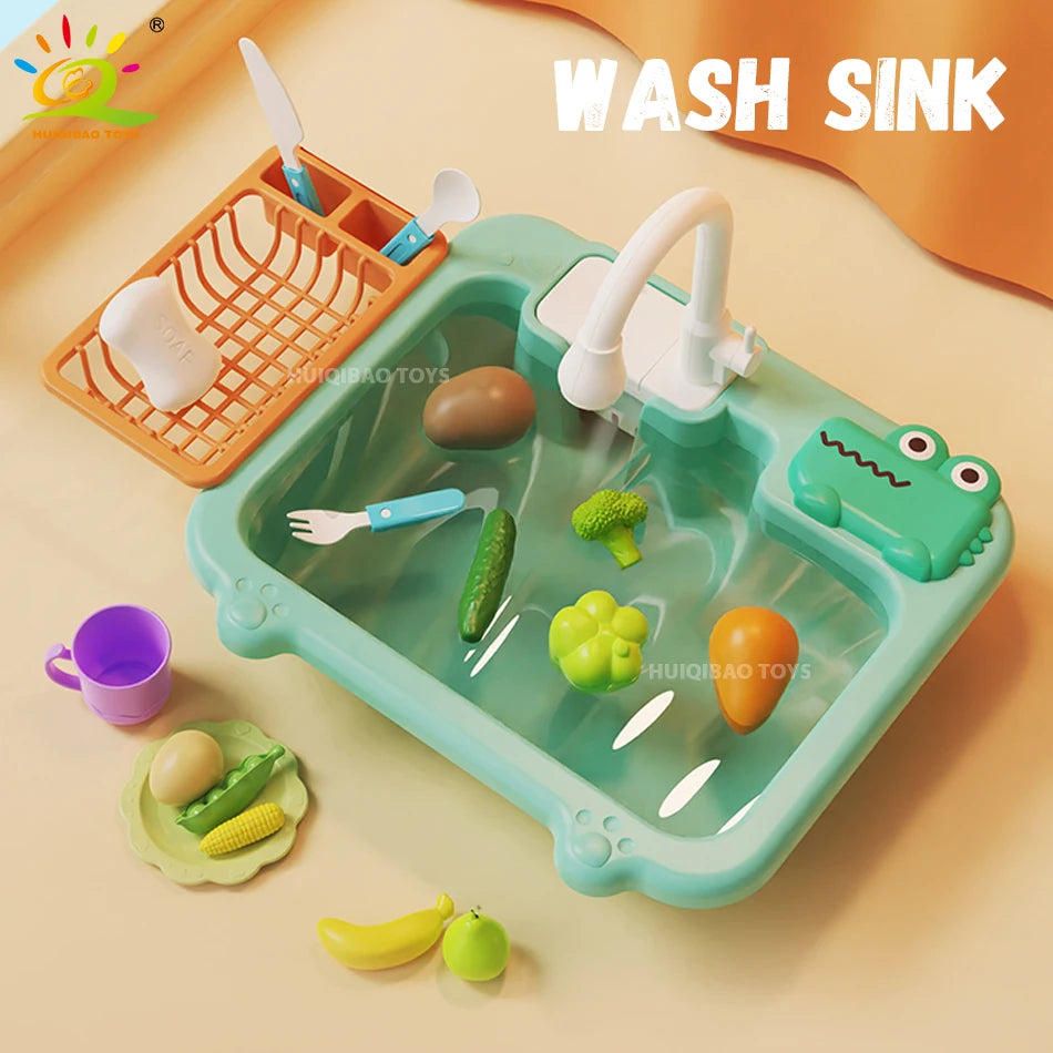 “Interactive dishwasher toy sink for kids – water play kitchen set”