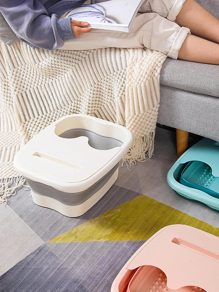 Collapsible foot soaking tub for plantar fasciitis, heel spurs and sore feet – foldable spa basin for pain relief and relaxation