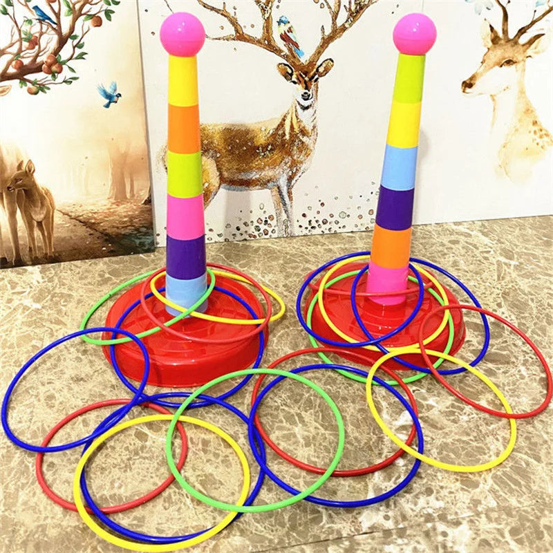 Colorful ring toss game for babies and toddlers with stacking pole