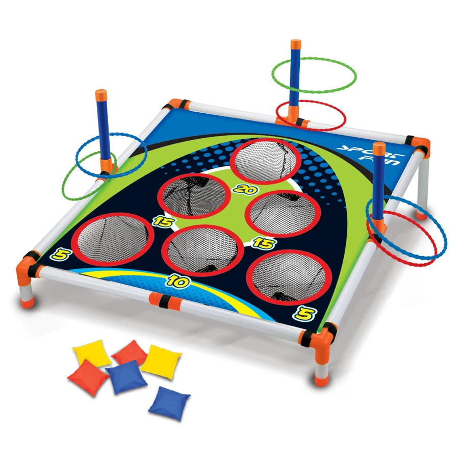 Outdoor toss and ring toss game set for kids and family play