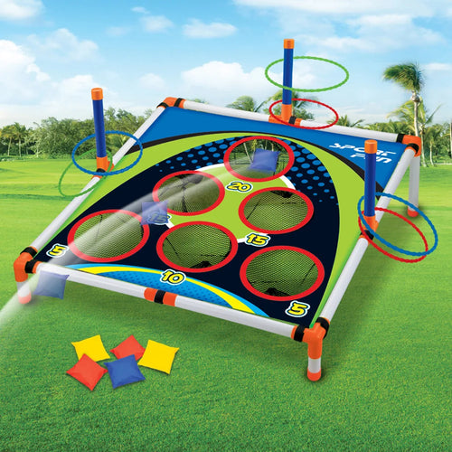 Outdoor toss and ring toss game set for kids and family play