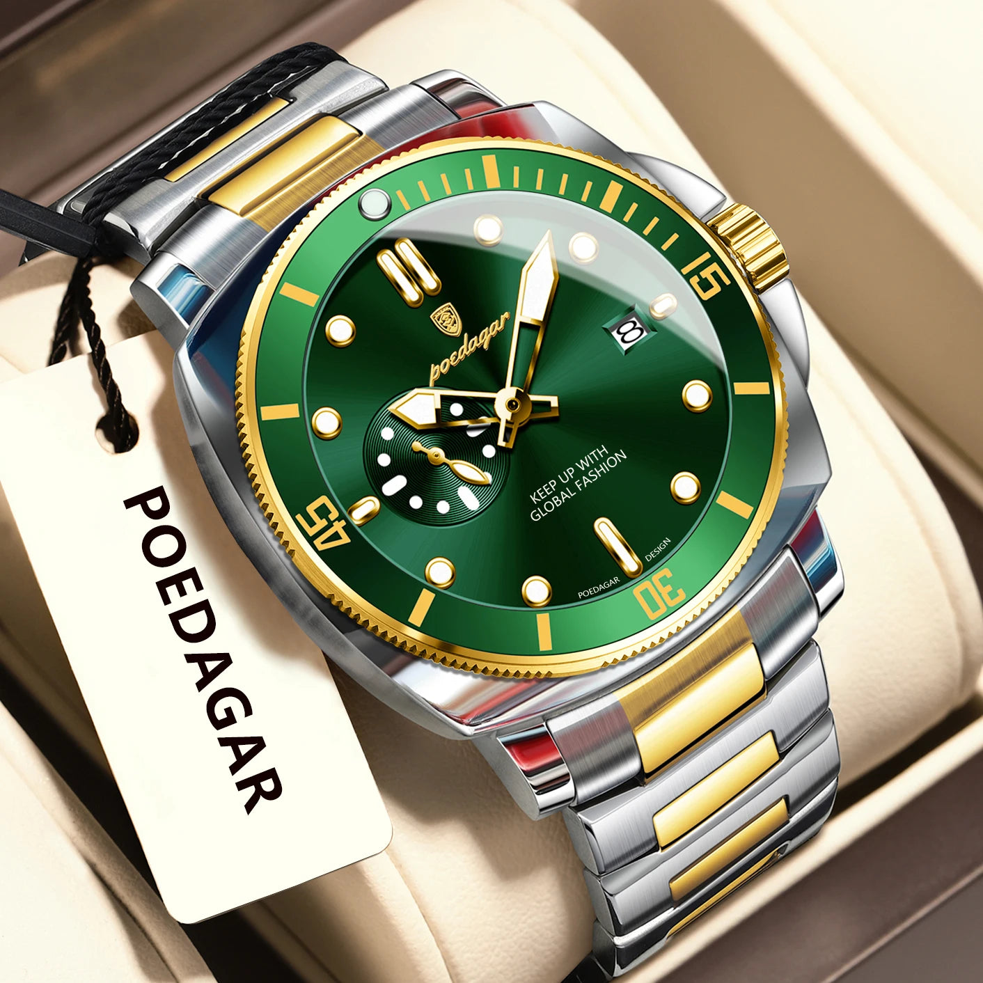 Pagani Design red diver watch with stainless steel bracelet and bold red dial