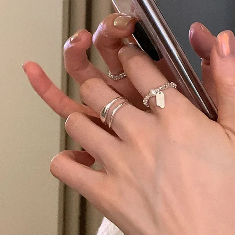 Minimalist Silver Knuckle Rings Set – Trendy Adjustable Midi Jewelry