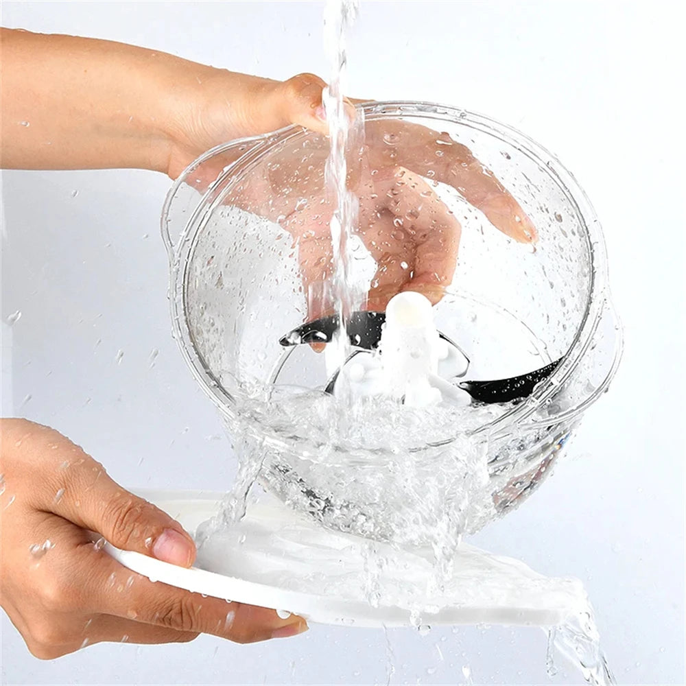 Push down manual food chopper vegetable cutter with clear bowl