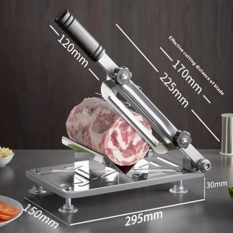 Manual stainless steel meat slicer – heavy-duty cutter for frozen meat and ribs