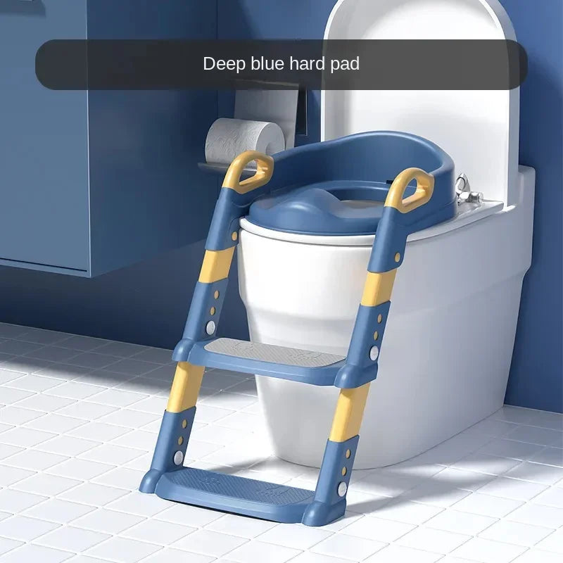 Kids toilet training seat with adjustable ladders and handrails”