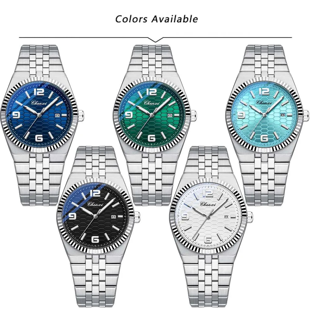 Cheetah men’s luxury watch with green textured dial and stainless steel bracelet